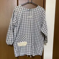 昭和レトロ 割烹着 可愛い♡ブラック、グレー、ホワイトチェック柄 M相当