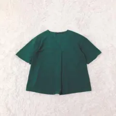 ユニクロ　ドレープVネックブラウス　ドロップショルダー　トップス　グリーン　M