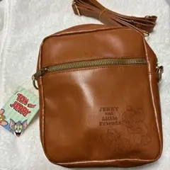 【美品タグ付き】トムとジェリー PUショルダーバッグ型押し ブラウン