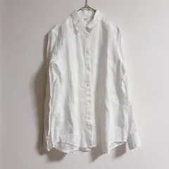 【極美品】ユニクロ　プレミアムリネンシャツ　白　長袖