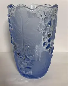 ヴィンテージ　ボヘミア　ガラス　花瓶　ブルーのサムネイル