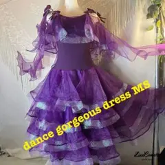 ❤️大特価❣️社交ダンスドレス.キュートでエレガントなパープルティアードスカート