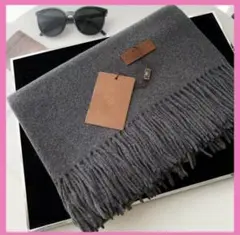 マフラー 防寒 暖かい　通勤　通学　ギフト　推し活　カシミヤ風　ダークグレー