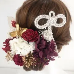 TR 赤　紫　髪飾り　ドライフラワー　前撮り　結婚式　成人式　卒業式　振袖　袴