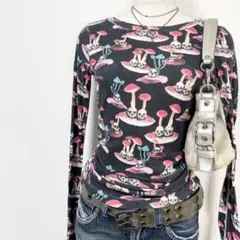 Y2K❤️00s HYSTERIC GLAMOUR スカル マッシュルーム ロンT