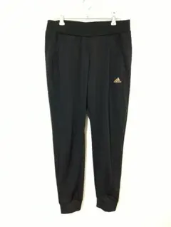 アディダス　スウェットパンツ　レディースXL　黒　ゴールド刺繍ロゴ　ポリエステル