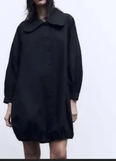 ZARA ポプリンピーターパン オーバーサイズ シャツワンピース