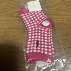 ラルフローレン　子供靴下　新品　チェック柄　濃ピンク　11〜13cm
