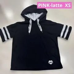 ピンクラテ　半袖パーカー　ブラック　XS(150)