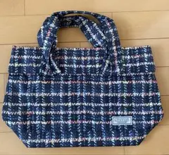 LINTON ネイビー チェック トートバッグ　撥水