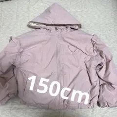 ピンク フード付き ダウンジャケット ハート刺繍