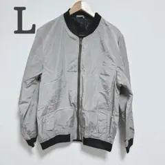 【新品未使用】メンズ ブルゾン Lサイズ 春アウター グレー系 ジップアップ