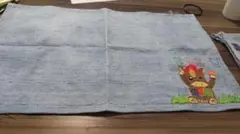 デニム風動物刺繍ランチョンマット