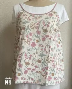 ＴＫＷ１６６　キャミソール花柄 ホワイト/ピンク/グリーンＳ　ハンドメイド
