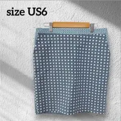 小花柄 タイトスカート ポケットあり レディース レトロ 昭和感 【L相当】 青