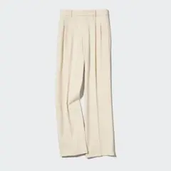 【美品】UNIQLO タックワイドパンツ(ツータック・丈標準)クリーム