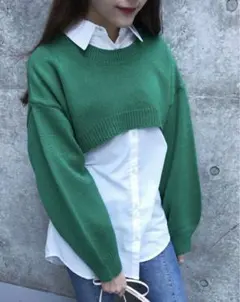 INGNI 2WAYスーパークロップドニット グリーン