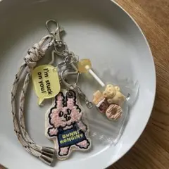 じゃらじゃらキーホルダー　ベージュ系