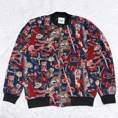 希少 完売品 ZARA ブルゾン ジャガード スカル 刺繍 総柄 ジャケットL