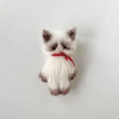 白とココア　ねこ　猫　ぬいぐるみ　ハンドメイド　作家　アートドール　a
