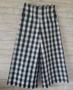 チェック柄 ワイドパンツ