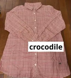 Crocodile チェック柄 赤 長袖シャツ LL レディース