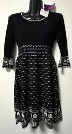 キャミソールなし　未使用　タグ付き　マリークワント　七分袖　ニット　ワンピース