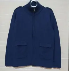 美品 ニット セーター カーディガン ジャンパー ネイビー 圧縮ウール