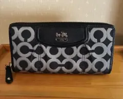 COACH ロゴ柄 長財布 ブラック/グレー