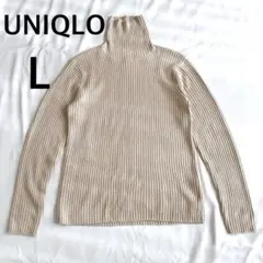 ユニクロ【L】リブタートルネックニット セーター 長袖