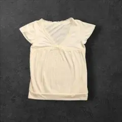 pianissimo アイボリー色 Vネック Tシャツ 半袖