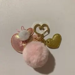 ポンポンうさぎチャーム　キーホルダー