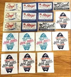 サーフィン　サーフ　布タグ　刺繍タグ　18枚セット　ハンドメイド