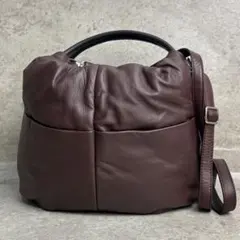 ✨良品✨ レリアン 2way ショルダーバッグ ギャザー シルバー金具 茶色のサムネイル