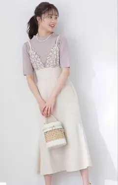 カットワークデザインキャミワンピース