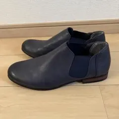 Dedes ネイビー レザー サイドゴアブーツ