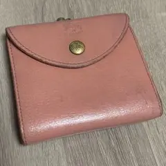 イルビゾンテ　二つ折り財布　がま口　ピンクベージュ