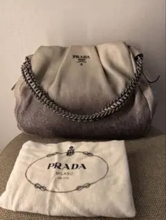 PRADA（プラダ） フリンジトートバッグ レザー ブラウンスタッズ装飾