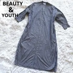 ビューティー＆ユース BEAUTY&YOUTH ストライプシャツロングワンピース
