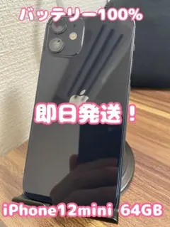 【バッテリー100%】【即日発送】iPhone12mini ブラック 128GB