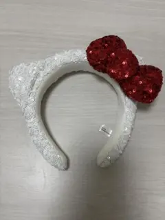 猫耳カチューシャ 赤いリボン付き