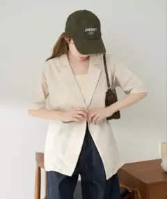 kastane 半袖タックジャケット ベージュ テーラードジャケット