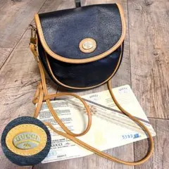 本物☆グッチ ロゴ レザー ミニショルダーバッグ ポシェット 斜めがけ ブラック