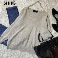 美品＊シップス ウールカシミヤVネックニットプルオーバー パープル ゆったり