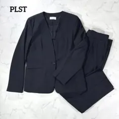 PLST プラステ ノーカラー パンツスーツ ネイビー Mサイズ 紺