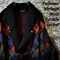 【雰囲気鬼❗️】ビンテージ プルオーバー ウール ダブルジャケット 古着 厚手
