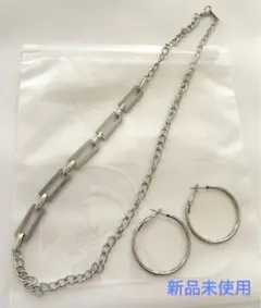 ⑦AJIRO 新品未使用 ピアス ネックレス ２点セット ステンレス シルバー