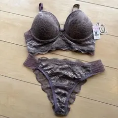 パープルレースブラジャーショーツセット XL