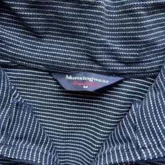 Munsingwear ハーフジップ 半袖シャツ ネイビー ボーダー M、のサムネイル
