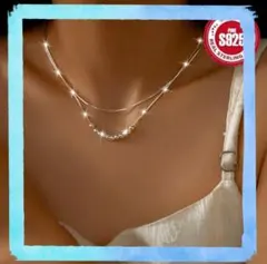 シルバー925スターリング2重チェーンネックレス